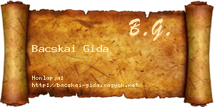Bacskai Gida névjegykártya